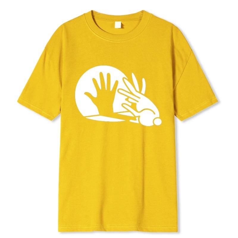 Men Funny Rabbit Shirt Animal Bunny Lover Shadow Play Pun Gift T-Shirt Oversized Tops Shirt Prevailing 100% Cotton T-Shirts Men’s