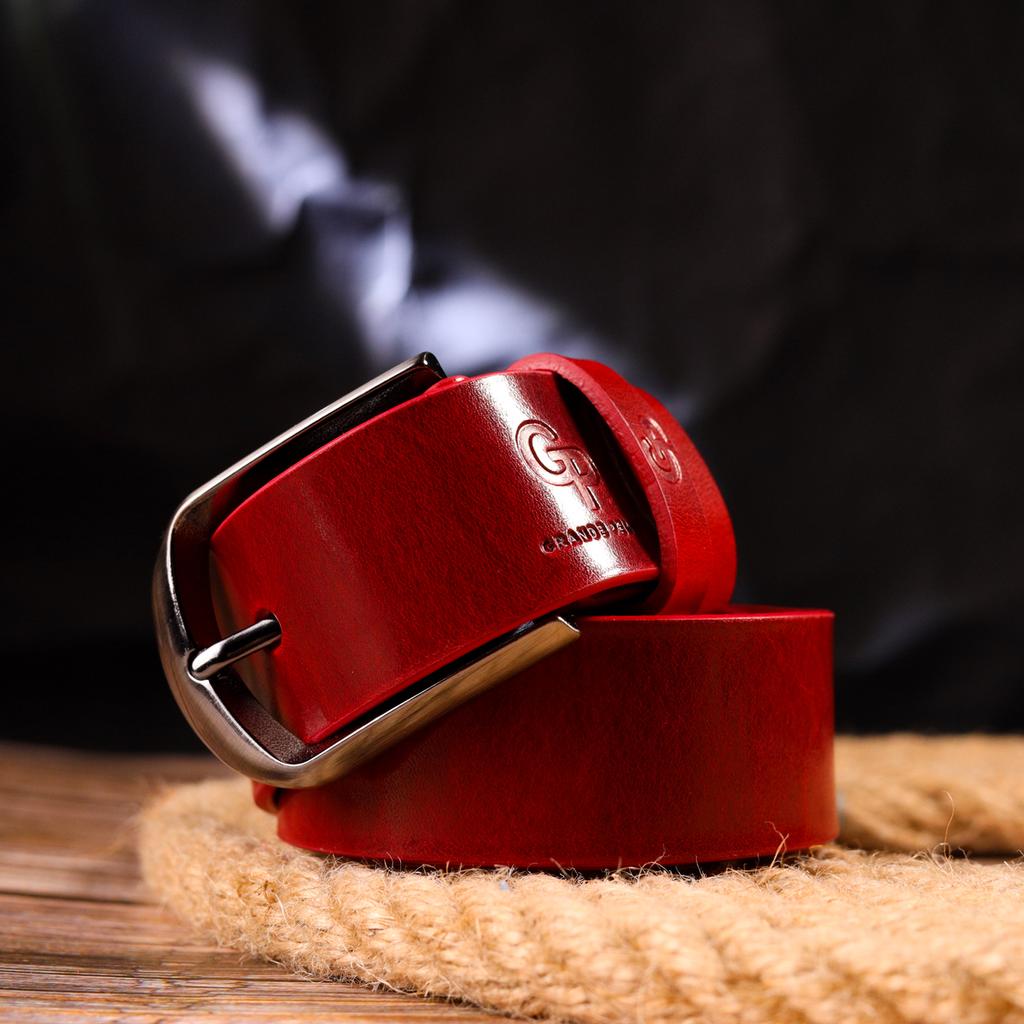 Kvinners lyst skinnbelte GRANDE PELLE Lærbelte 21457 Rød