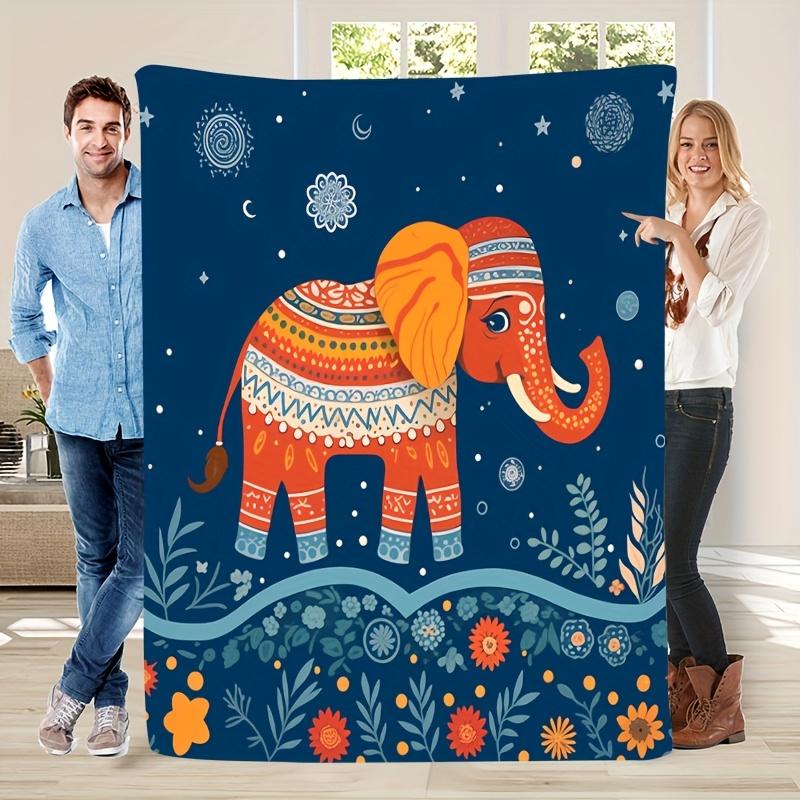 

Cartoon Bohemian Style Flannel printed blanket suitable for all seasons suitable for living room office sofa and travel 75x90cm