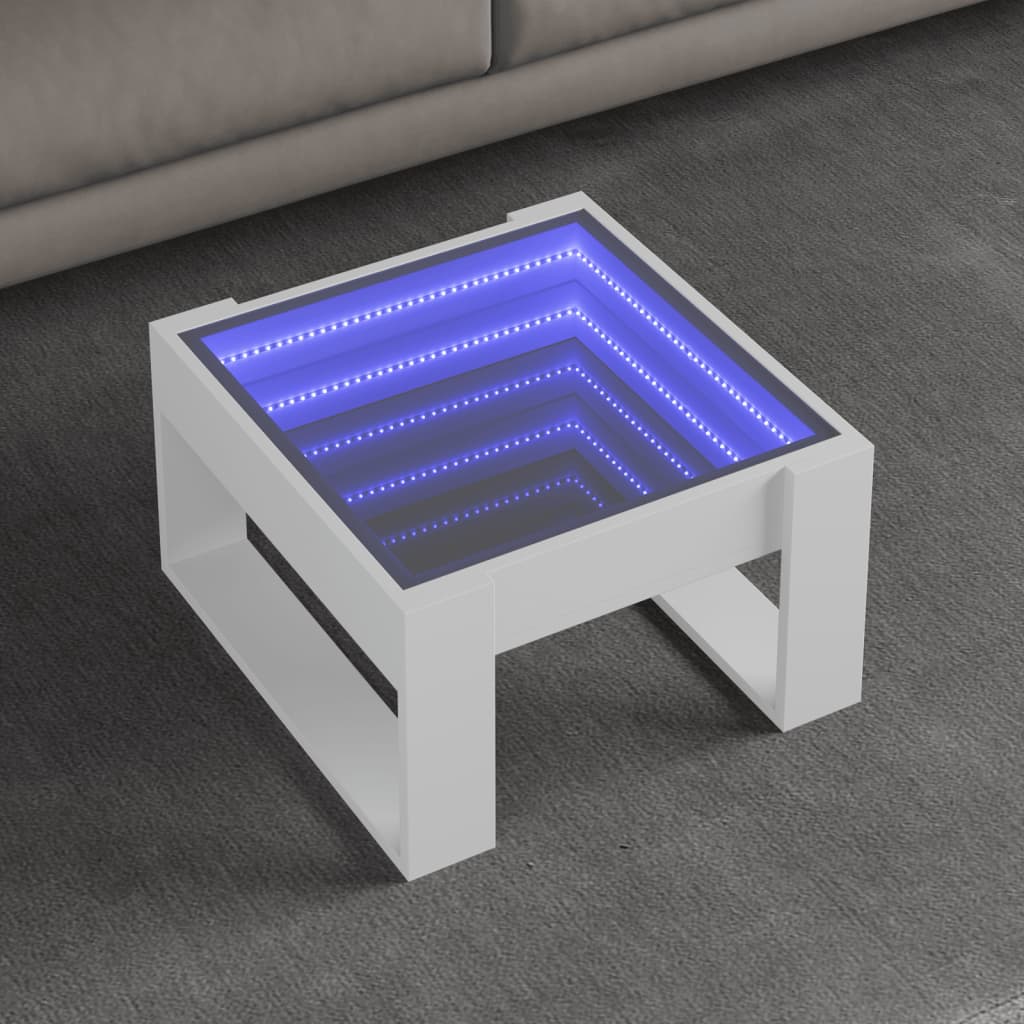 Infinity LED Coffee Table in White 50 x 53 x 30 cm