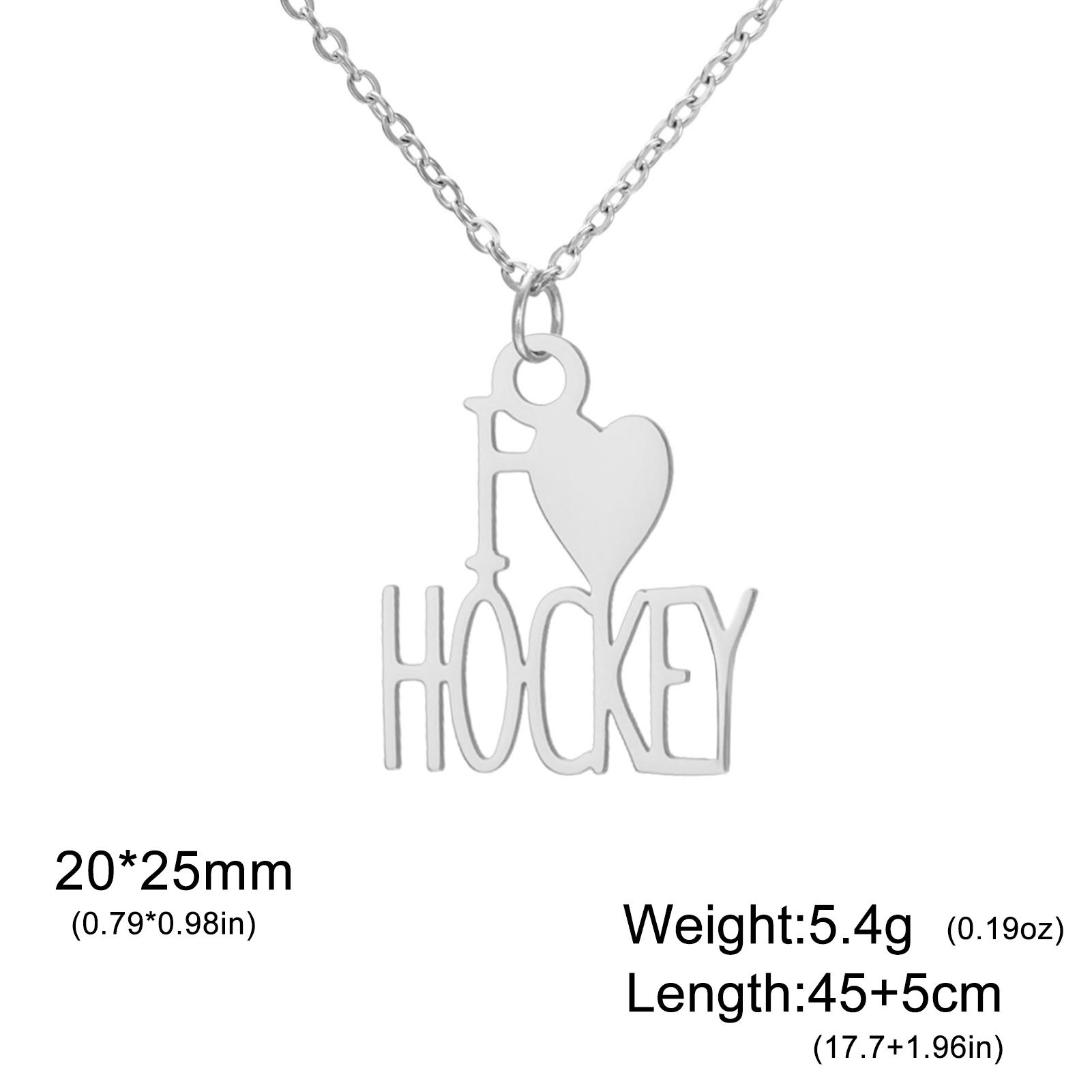 I Love Hockey Necklace Charms Pendant Sport Players Jewelry Fashion Stainless Steel Necklace for Men Women 2026 New Trend Gifts