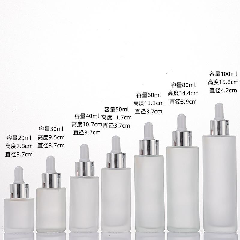 Frosted Glass Dropper Bottle 20-100ml, Straight Shoulder Essential Oil Serum Container for Skincare