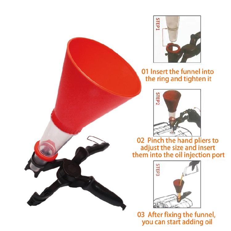 Car Engine Oil Funnel Fast Clamp Oil Change Tool Easy to Operate Auto Locking Structure Auto Engine Oil Filling Funnel