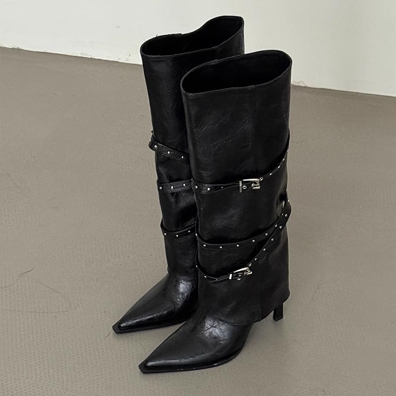 

Designer Pointed Toe Women Knee High Boots New High Heels Shoes Winter Fashion Pumps Goth Casual Woman Chelsea Long Botas 40