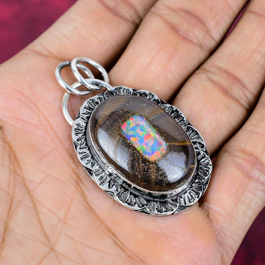 Boulder Opal Jewelry, 925 Solid Sterling Silver Pendant Handmade Gemstone Jewelry, Gifts For Wife Brand New Pendant