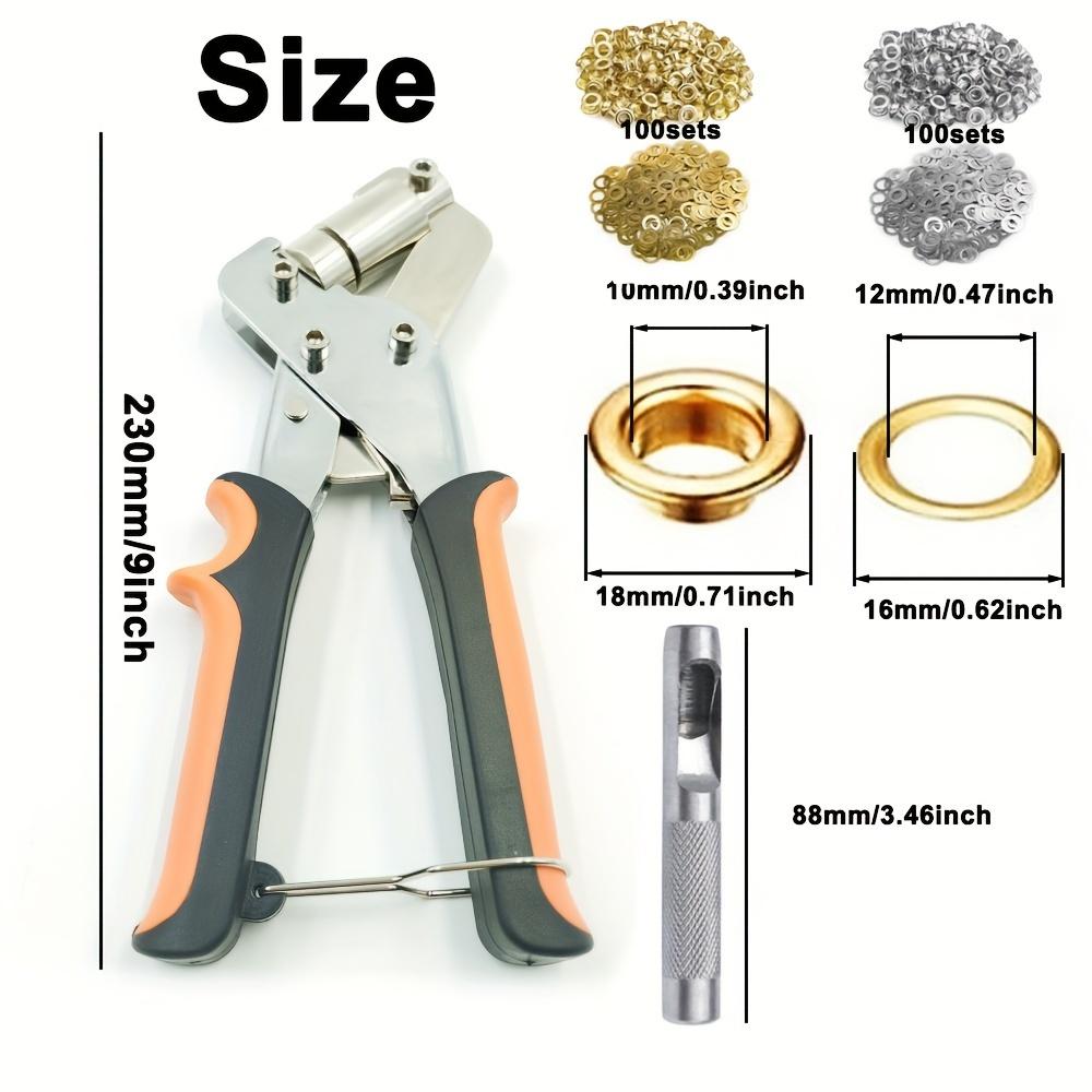 [DIY Kompletní sada děrovačky na očka] 200 ks 10mm kroužků Kompletní sada děrovačky na očka - Ideální pro DIY projekty z plachtoviny, umělé kůže a nepromokavé látky