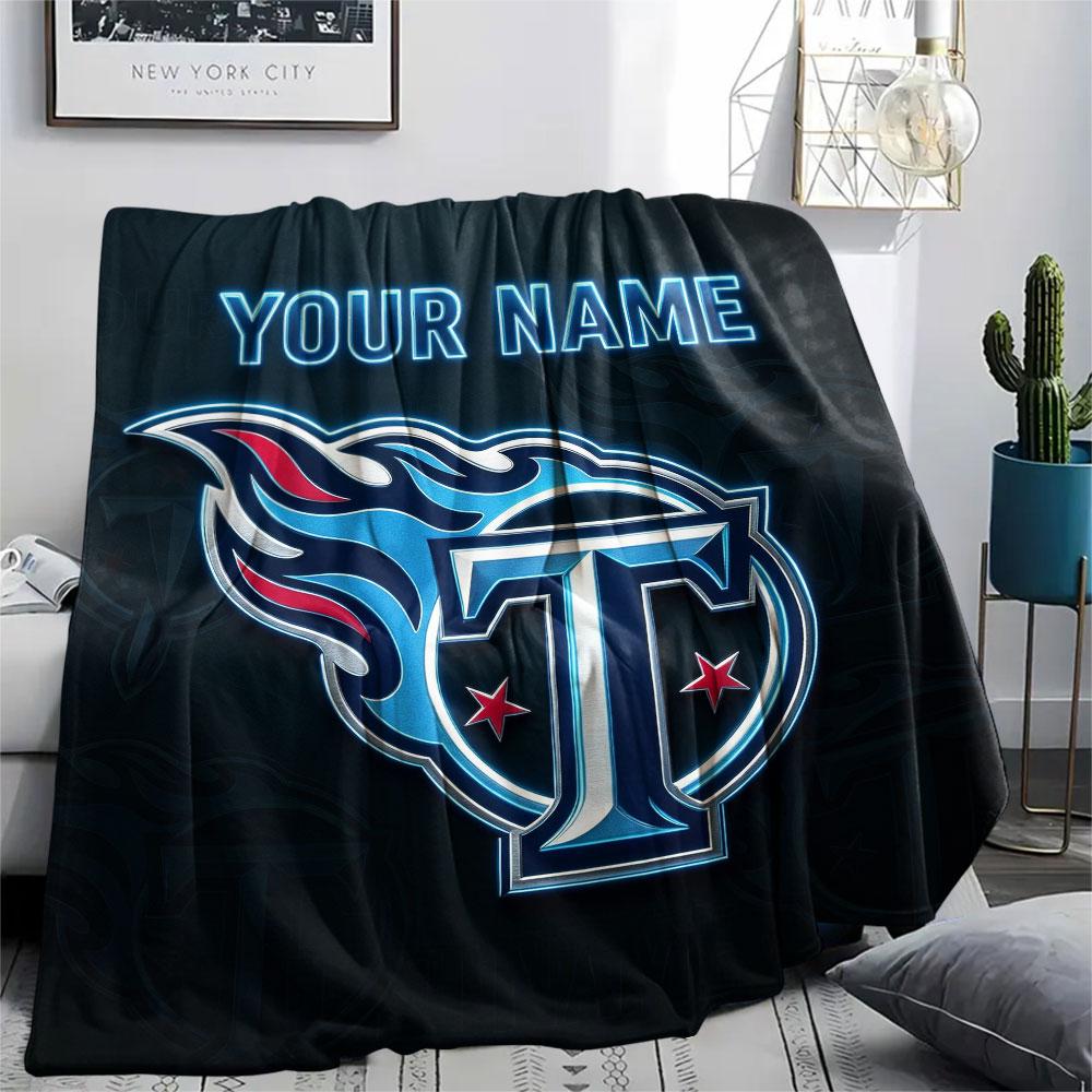 Custom Name,Tennessee Titans Printed Flannel Blanket, soft throw for bedroom sofa, washable, Christmas present, great gift.