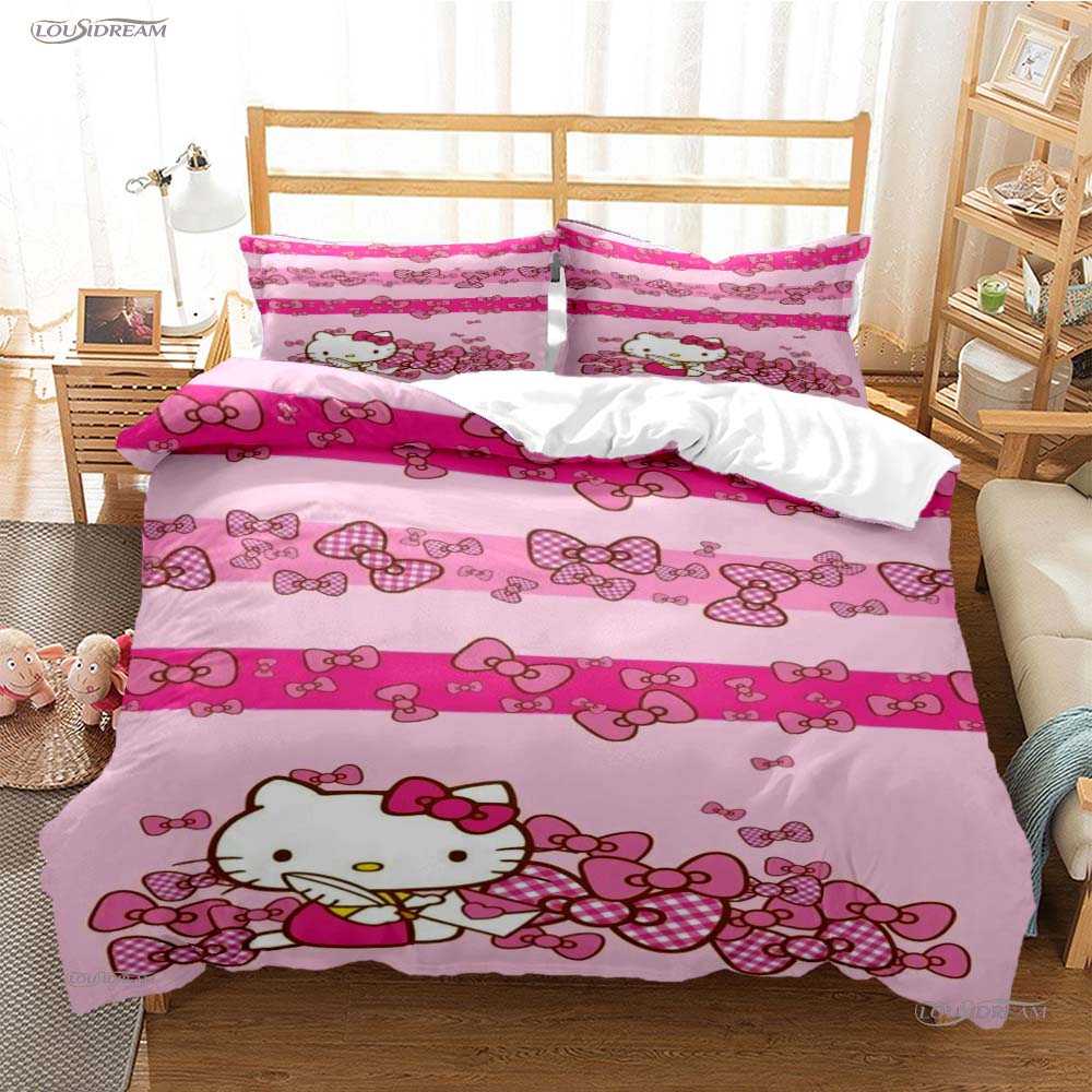 Hellokitty Cartoon Anime All Season Duvet Cover Comforter Bedding Sets Soft Quilt Cover And Pillowcases Single/Double/Queen/King