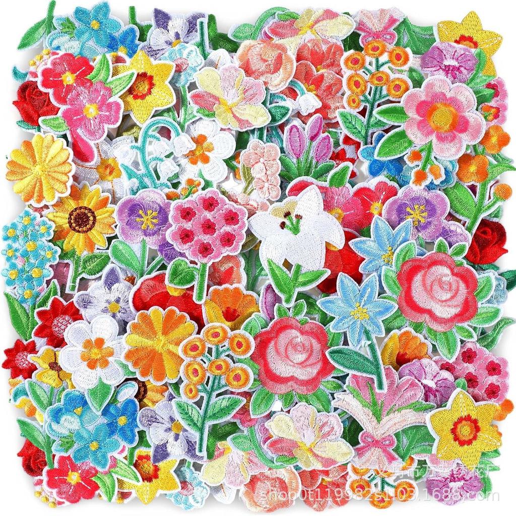 Small Daisy Embroidery Cloth Sticker Cartoon Peony Flower Bag Decoration Computer Embroidery Beautiful Small Red Flower Patch Ironing
