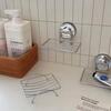 Suction Cup Soap Dish No Drill Wall Mounted Drainage Rack Bathroom Soap Holder Stainless Steel Grid Organizer For Home Bathroom