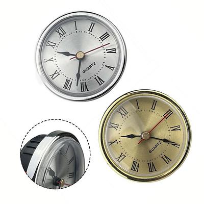 Replacement Quartz Clock Insert with Roman Numbers 65mm Diameter Silver Color