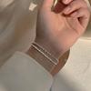 S925 Sterling Silver Double Layers Jednoduchý náramek pro ženy Temperament Elegantní Sweet Link Řetízkový náramek Šperky