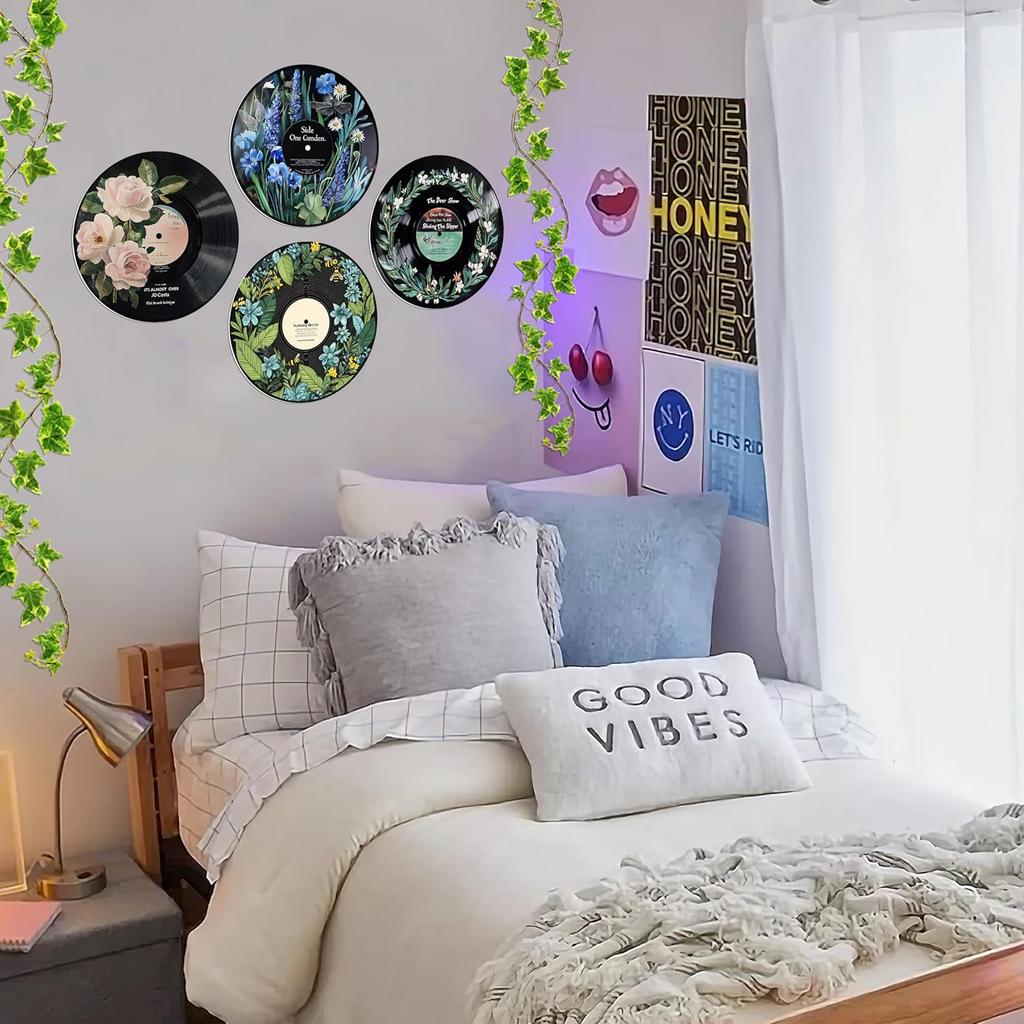 Hippie Decor, Posters for Room Aesthetic - Botanical Wall Art, Record Decor, 4 Pcs 12"