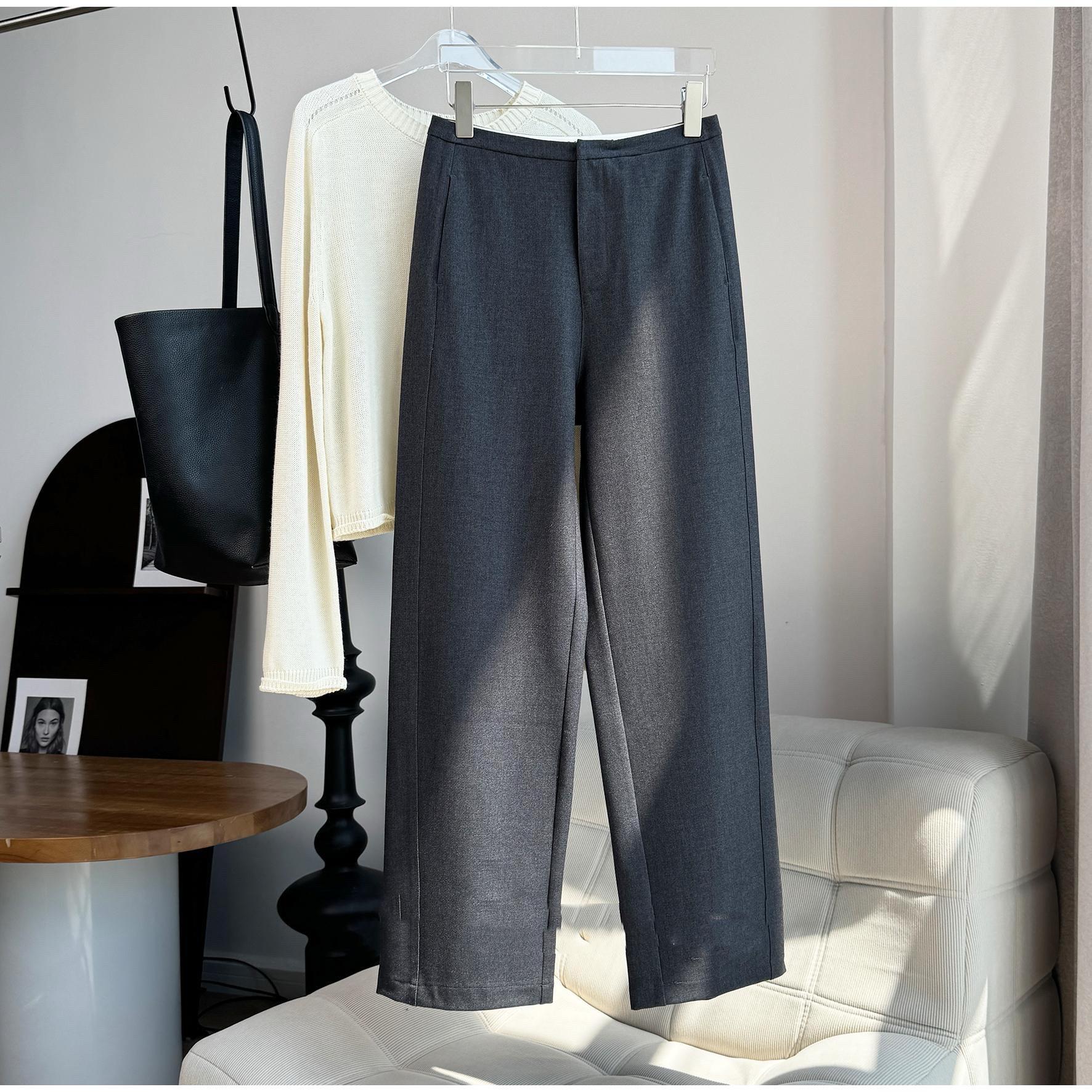 

Женские серые брюки Banana Drape Straight Tencel Wool - для высоких, весенний стиль 29 серый