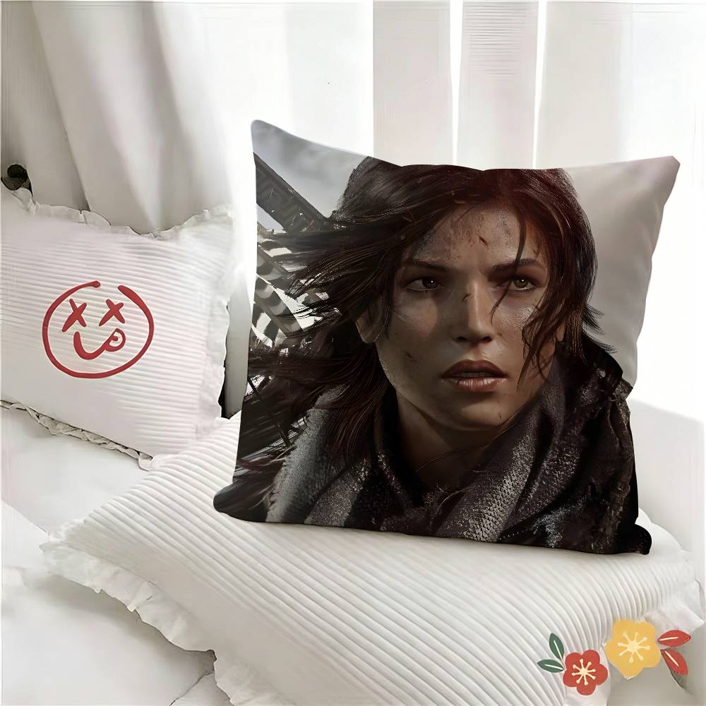pc Tomb Raider Game LaraCroft Movie Pillow Case Fashion Square Pillowcase Bedroom Sofa Room Ins Decoration Leisure