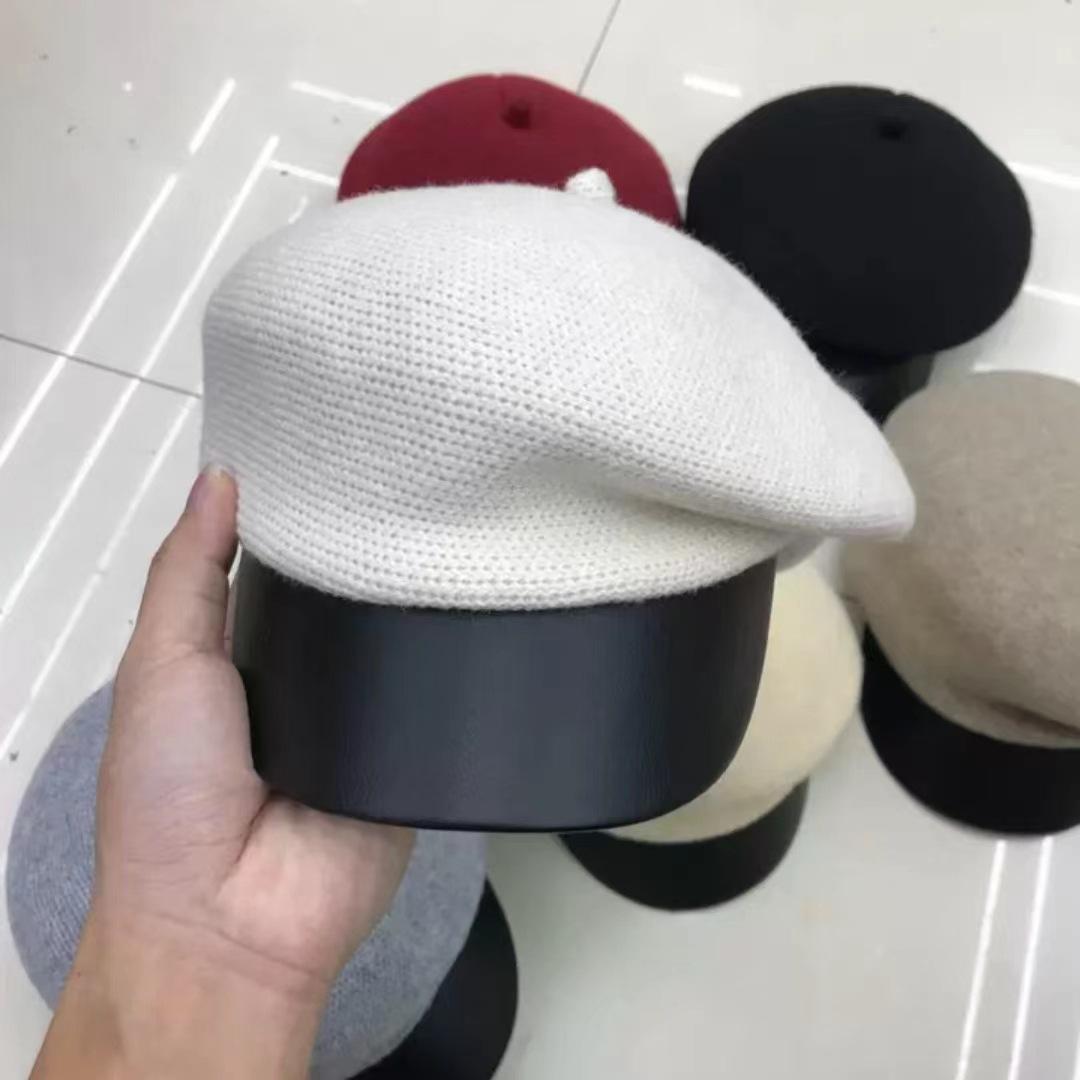 

Autumn and Winter New Korean Style Simple Temperament Newsboy Hat Women s Leather Hat Brim Splicing High Fashion Versatile Octagonal Hat M（56-58cm）