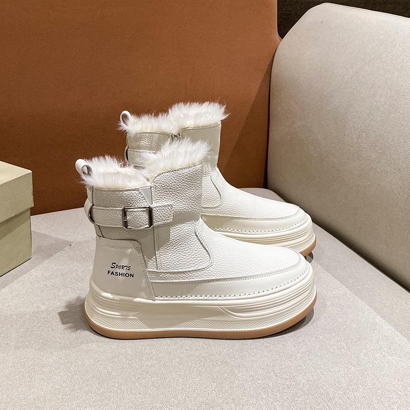 Women's Lightweight Chunky-Soled Winter Insulated Snow Boots with Fleece Lining, Slip-Resistant and Durable Casual Sporty Cotton Boots