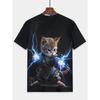Kungfu Cat Lighting T-Shirt For Boys Kids Clothes Children's Boy's Clothing Short Sleeve Tops Top Shirts 2024 T-shirts Child Tee