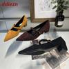 Fashion Fashion Shallow Ladies Medium Heels Pumps Shoes Female Buckle Strap Footwear Flock Women Heeled Mary Janes Shoes 2025 New new