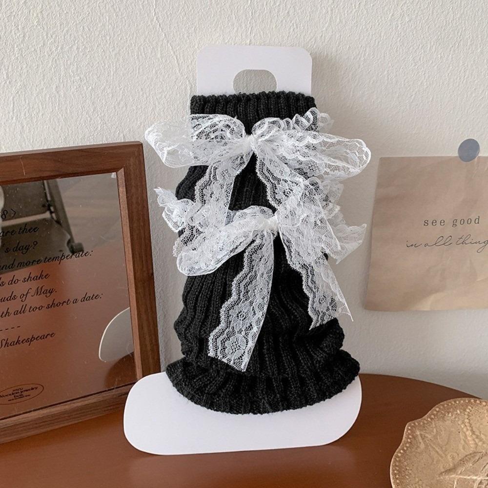 

Вязаные гетры с бантом, утолщенные чулки, новые носки средней длины, подарок чёрный