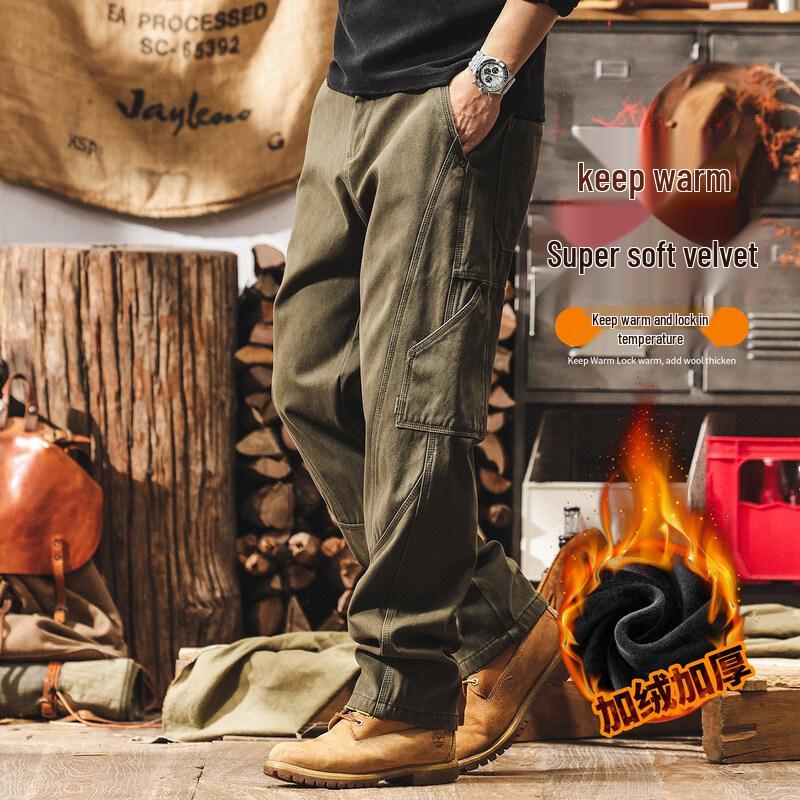 Мужские американские ретро тяжелые прямые брюки-карго JieLeNuo S