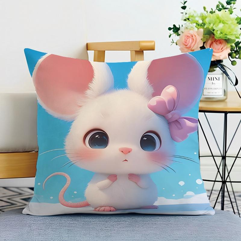 Cute Animal Print Decorative Pillowcase Bedroom Living Room Square Cushion Pillowcase