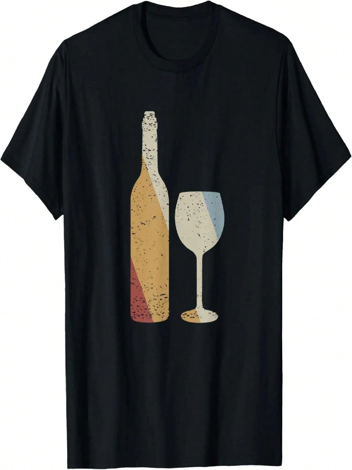 Wine Bottle Glass Retro Style Vintage T-Shirt S разноцветный
