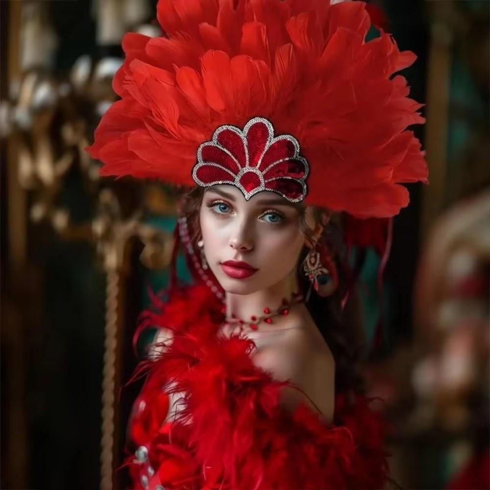 Stage Performance Feather Headpiece Colorful Feather Headdress  Hawaiian Party Accessory