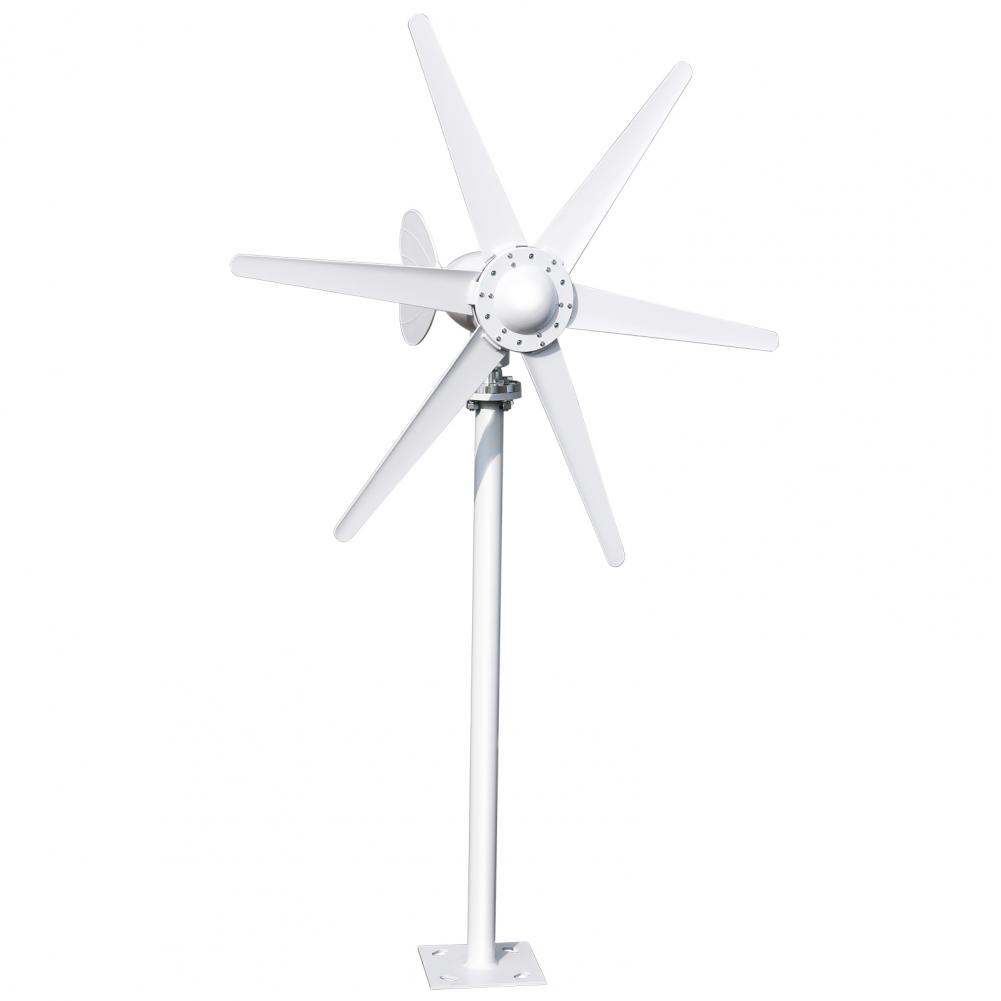 800W 12V/24V Home Wind Turbines Generator, 6-Blade Fan Wind Turbine, Electromagnetic Electricity Wind Power Generator белый