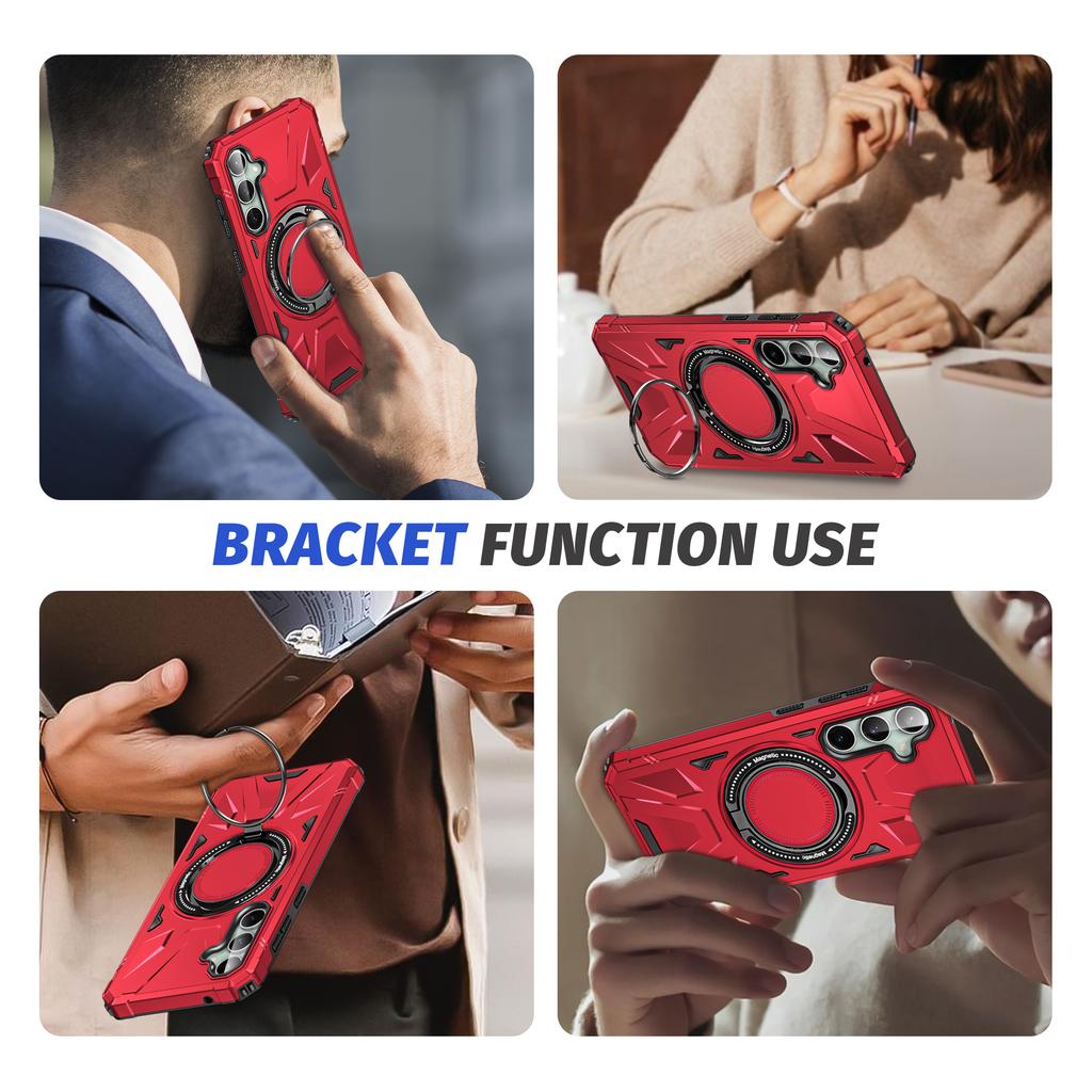 For Samsung Galaxy S23 FE Case TPU+PC Rotating Kickstand Phone Cover Built-in Magnetic Holder Metal Sheet