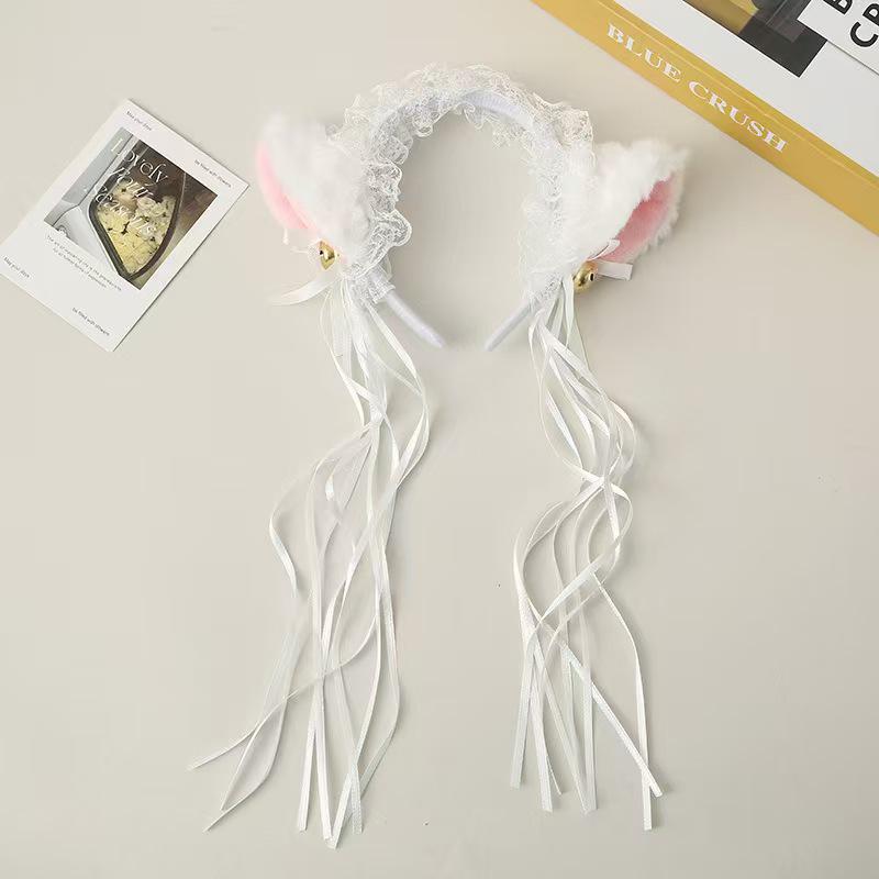 Chic Lace Cat Ear Headband Hair Accessory белый