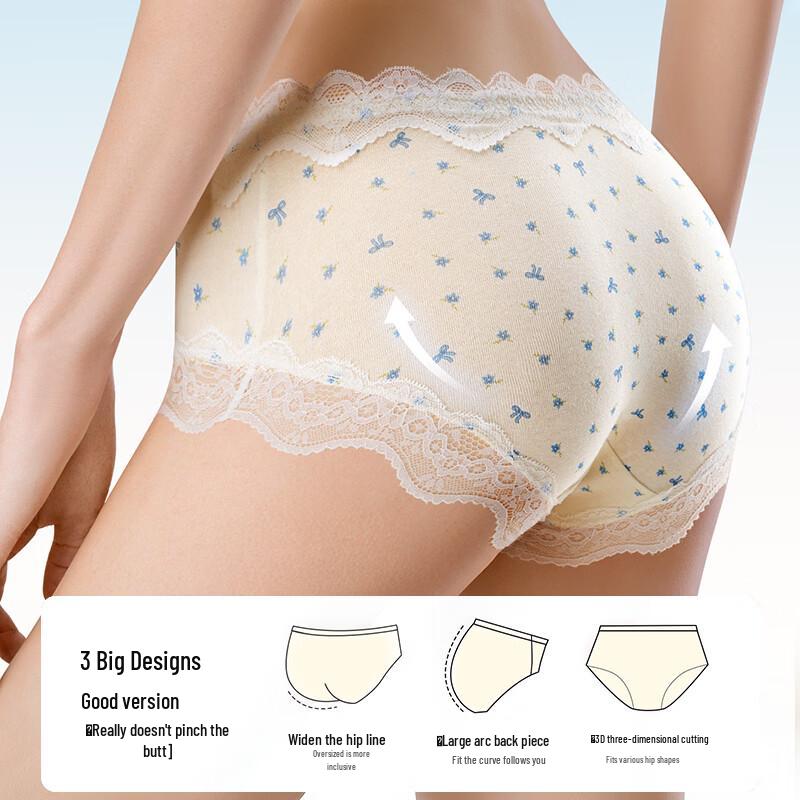 Women's Antibacterial Pure Cotton Lace Briefs 4-Pack