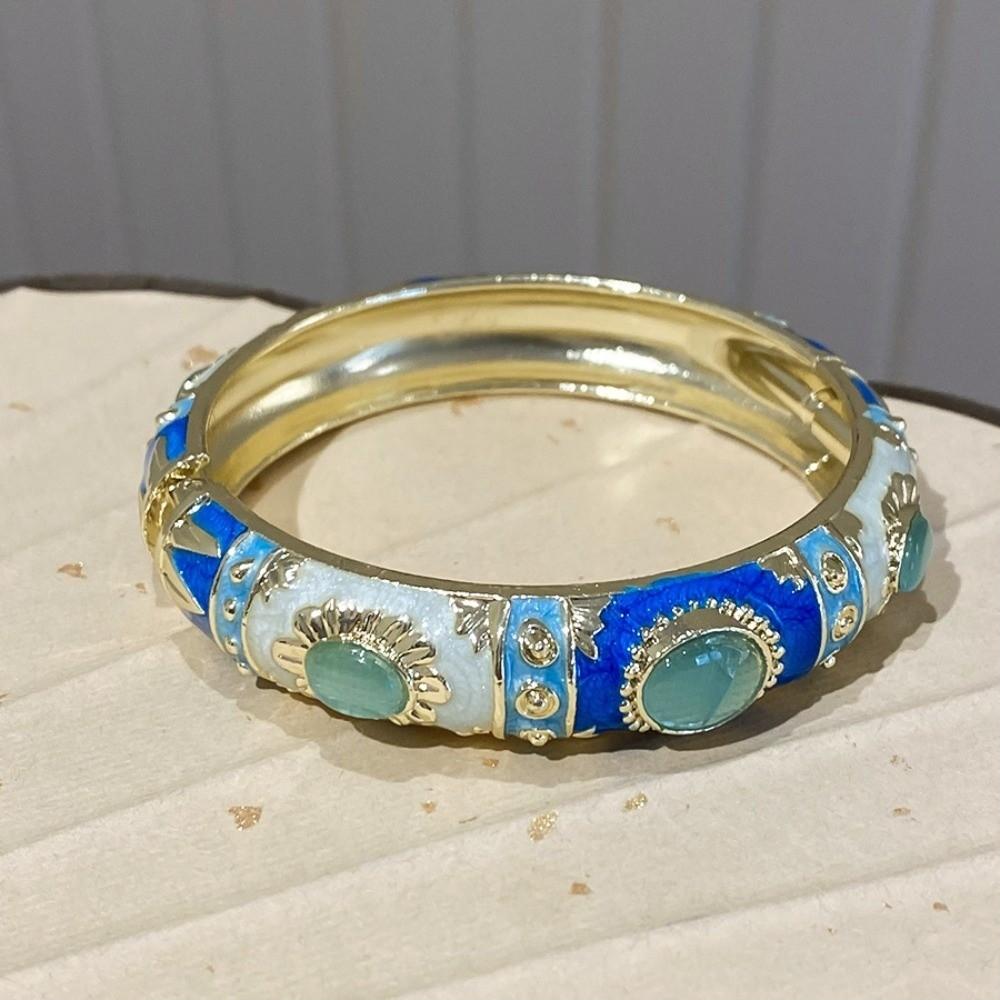 Traditional Vintage Cloisonne Bangle Enamel Floral Women's Hand Bracelet Gifts for Women Girl