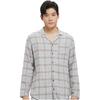 Calvin Klein Fashionable Casual Plaid Collar Comfortable Long Sleeve Pajama Top Men tops Gray NM1428O-7SI
