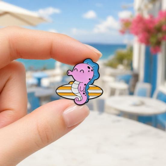 Sea Animal Brooch, Cute Marine Creature Brooch, Creative Metal Badge, Cartoon Ocean Animal Styling Hard Enamel Pins for Schoolbag Backpack Hat Clothes