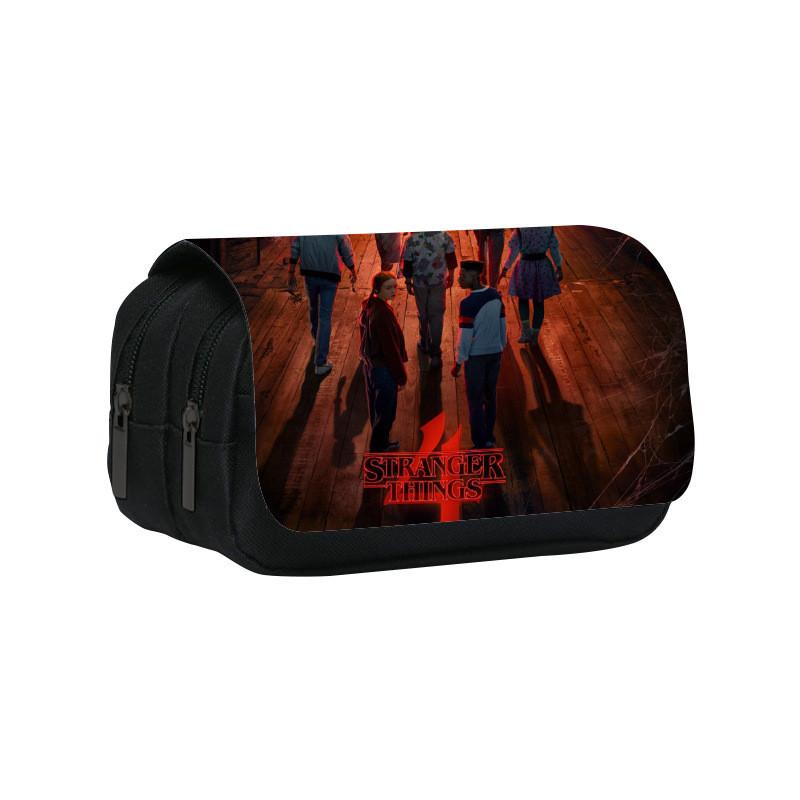 Stranger Things 4 Doppellagiges Federmäppchen mit großem Fassungsvermögen für Schüler und Bürogebrauch