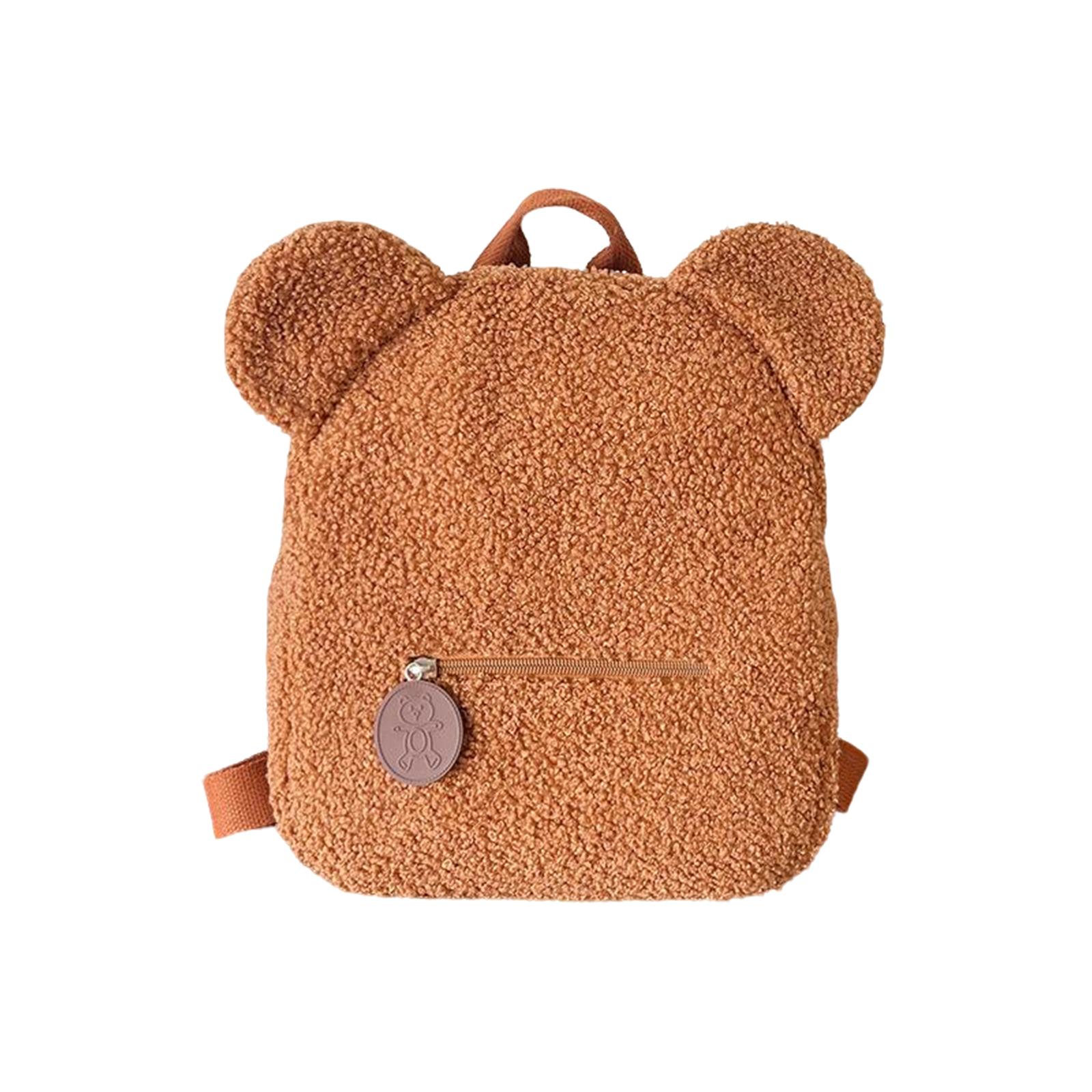 

Детский рюкзак в форме милой формы с регулируемыми плечевыми ремнями, однотонная симпатичная плюшевая сумка One Size коричневый