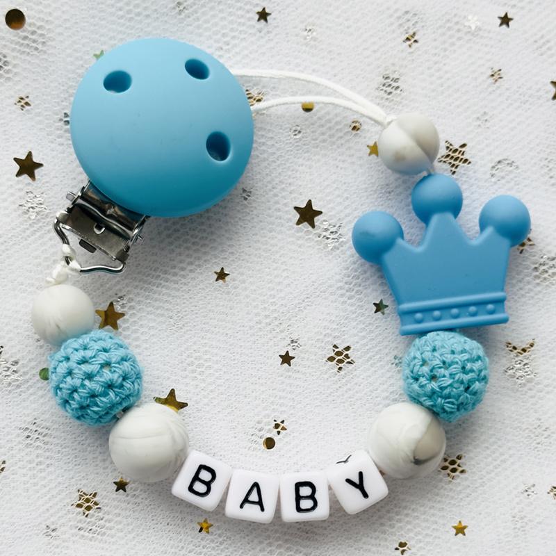 Free Personalised BPA Free Silicone Baad Dummy DIY Silicone Baby Pacifier Custom Clip Name Colorful Pacifier Chain Teething Gift