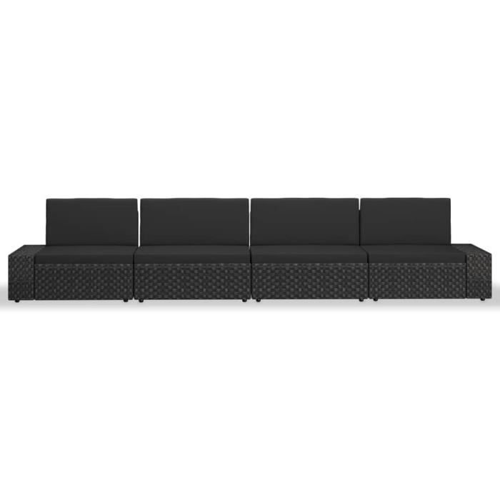 VidaXL Salon de jardin 4 pcs Résine tressée Noir
