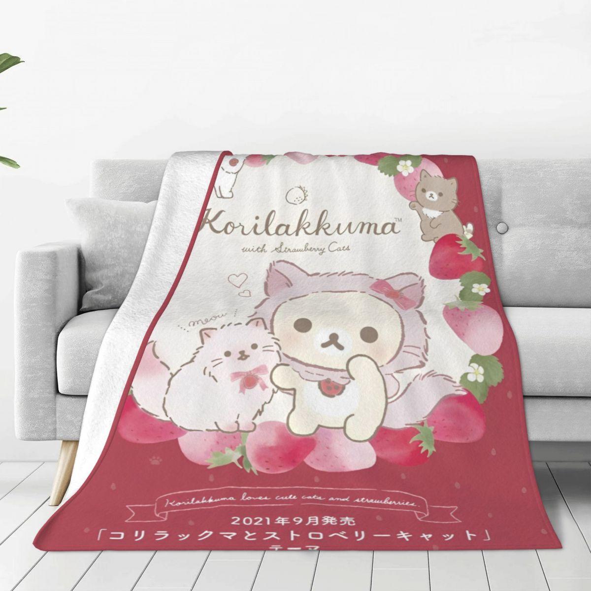 

Cartoon Rilakkuma Anime Girls Blanket Super Soft Novelty Plush Throw Blanket For Home Decor Travel Flannel Bedspread Bed Cover 30x40in