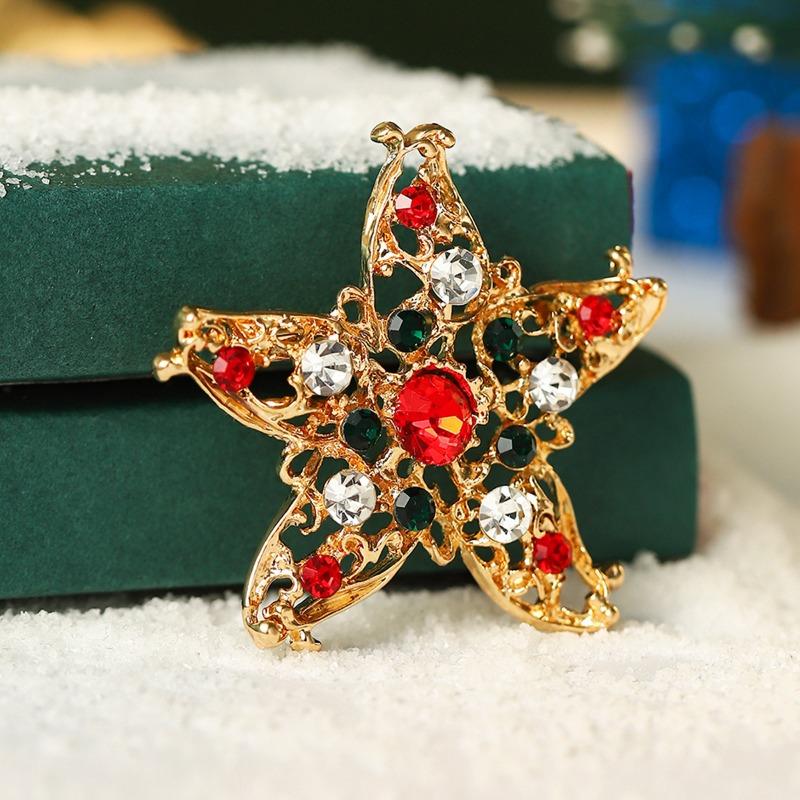 Hot Sale Cartoon Brooch Creative Design Diamond Festival Tree Ping An Fruit Cane Holiday Christmas Brooch