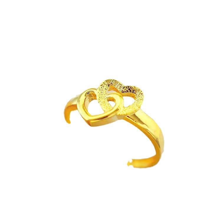 Internet Celebrity Anti-Sand Gold Double Love Adjustable Open Index Finger Ring