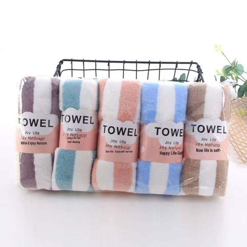 Striped Face Towel and Bath Towel Absorbent, Breathable Bath Towel and Hair Towel for Adults