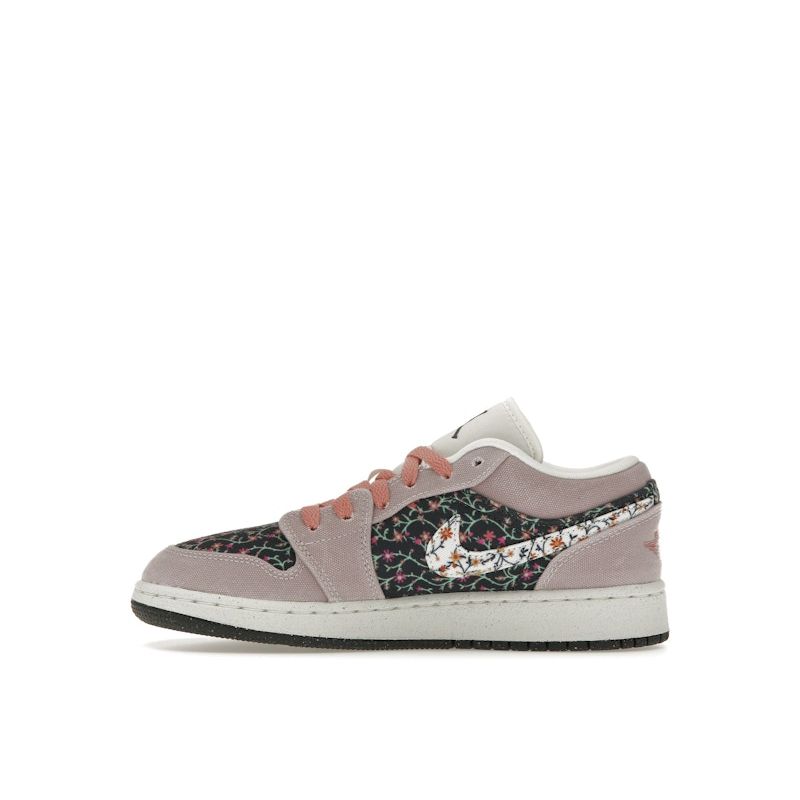 Air Jordan 1 Low SE GS Floral Canvas Platinum Violet Anthracite Red Stardust Sail FJ3445-001