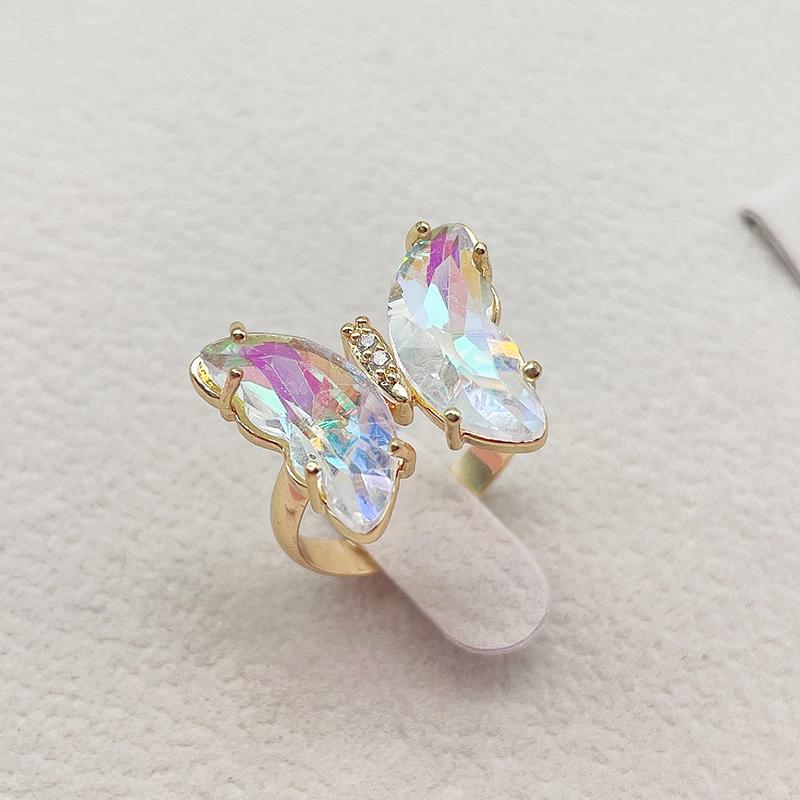 16 Colors Crystal Butterfly Ring Fashion Popular Women's Party Jewelry Charm Adjustable Ring Best Friend Gift Wedding Gift