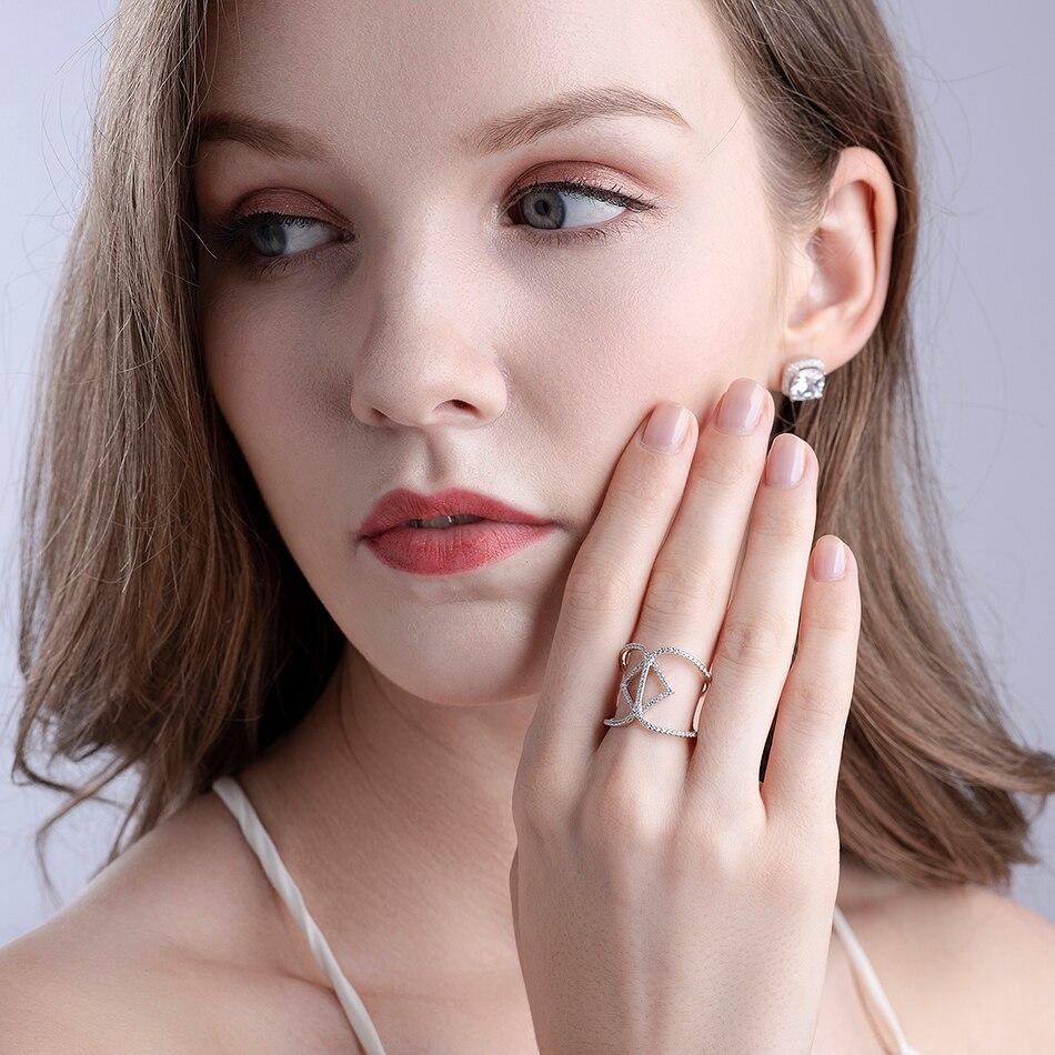 925 Sterling Silver Simple Geometric Stackable Rings For Women With Round Crystal Cz Fashion Accessories Fine Jewelry