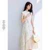 VICTORIA&VERA Elegant New Chinese Style Embroidered Cheongsam Midi Dress
