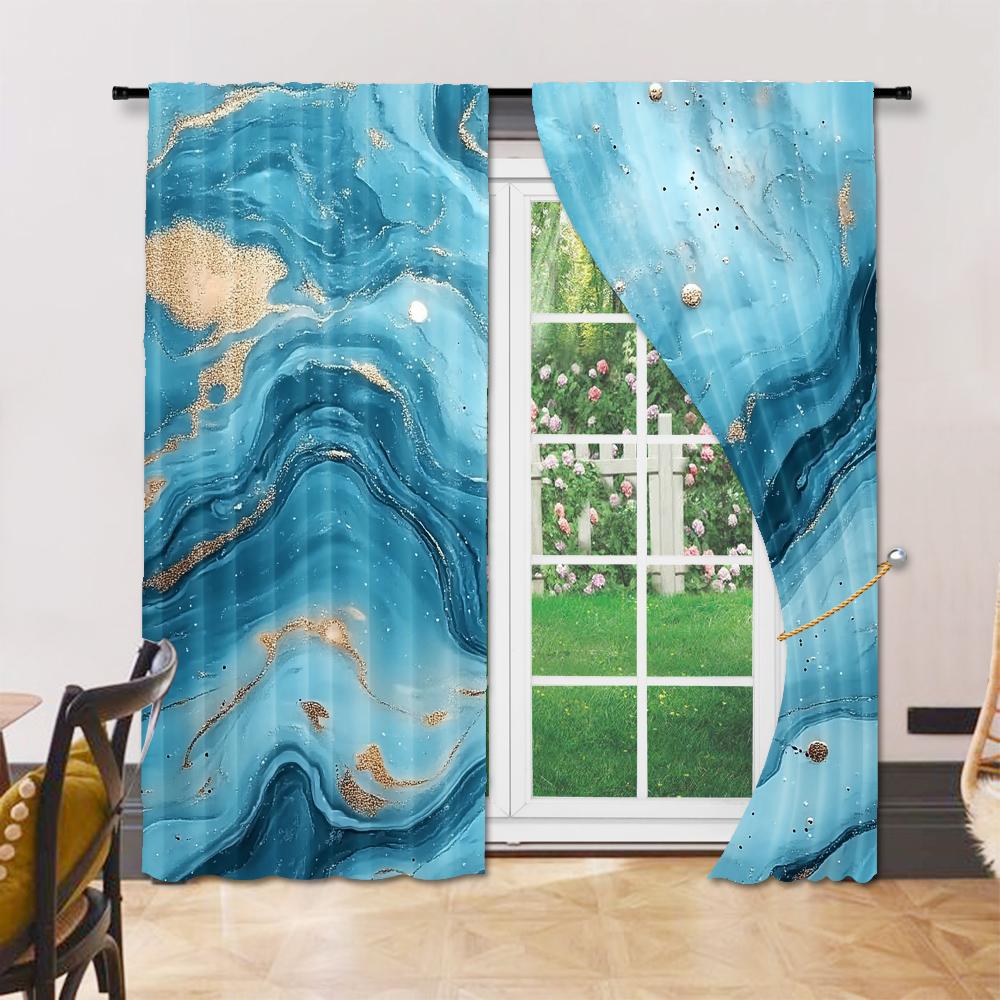 Set Of 2 Versatile Polyester Transparent Curtains Home Decoration Blue Teal Use Bedrooms Living Rooms Made Sitting Room Window Treatment