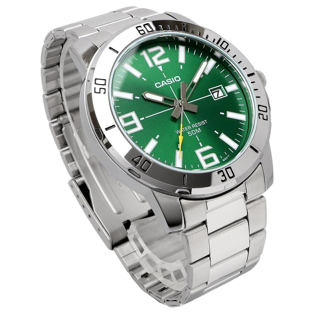 CASIO Standard Analog Quartz Men's Watch MTP-VD01D-3BV Metal Band Green Overseas Model