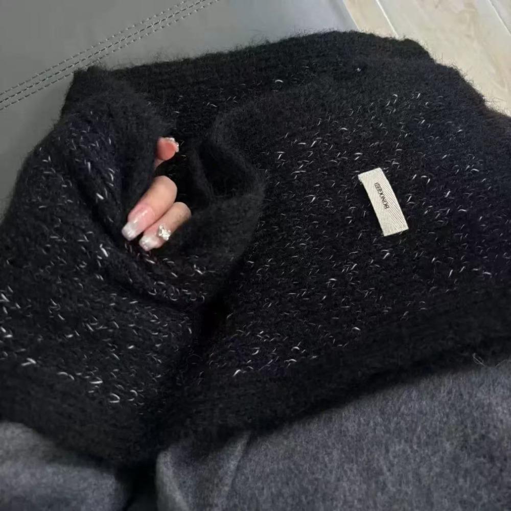 

Korean Wool Knitted Scarf Trendy Thermal Shawl Wrap Fashion Autumn Winter Warm Scarf For Women чёрный